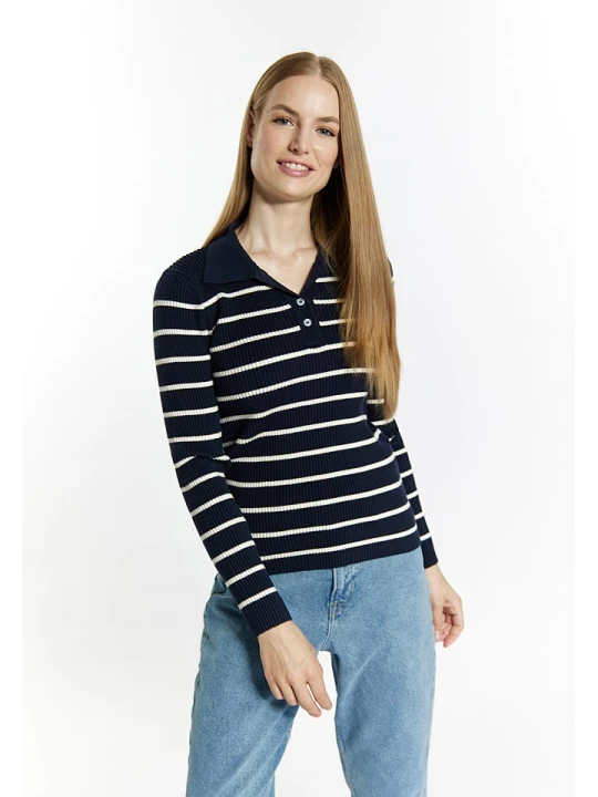 Zdjęcie produktu DreiMaster Sweter w kolorze granatowo-białym rozmiar: M/L