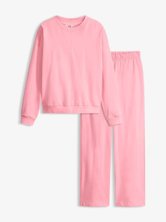 Zdjęcie produktu Dres domowy z górą o skróconej długości BonPrix różowy