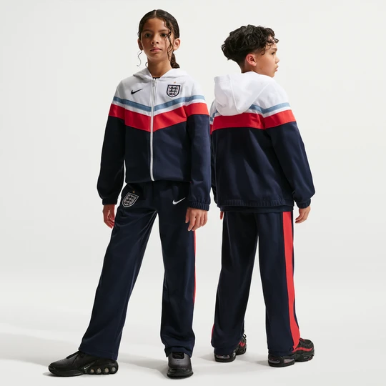 Zdjęcie produktu Dres piłkarski z kapturem dla dużych dzieci Nike Dri-FIT Anglia - Biel