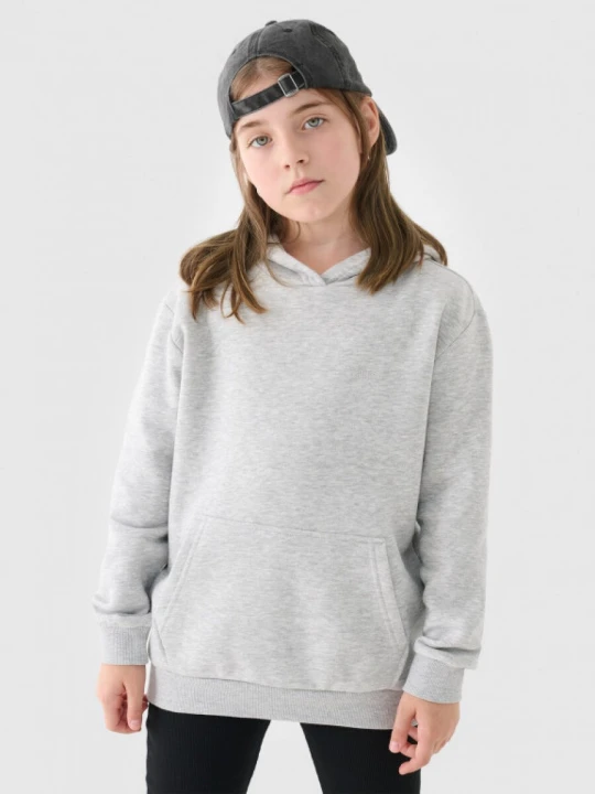Zdjęcie produktu Dresowa bluza dziewczęca nierozpinana z kapturem 4F 4FJWMM00TSWSF1862 - szara
