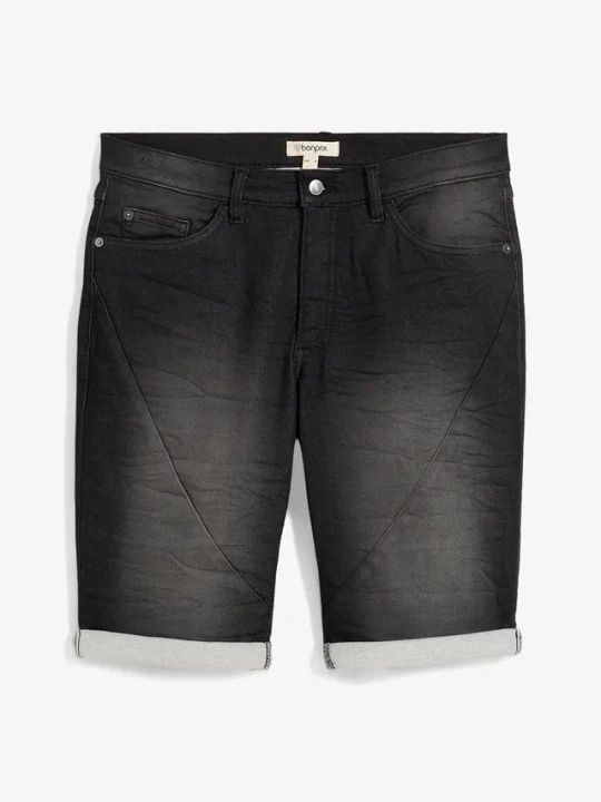 Zdjęcie produktu Dresowe bermudy dżinsowe, krój relaxed fit BonPrix czarny
