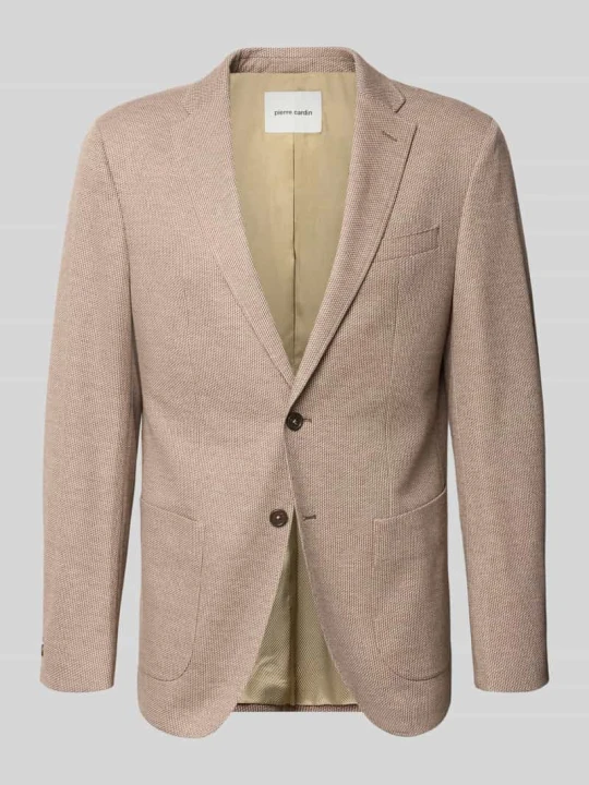 Zdjęcie produktu Drobno fakturowana marynarka na 2 guziki o kroju slim fit model 'Michel' Pierre Cardin Jasnobrązowy