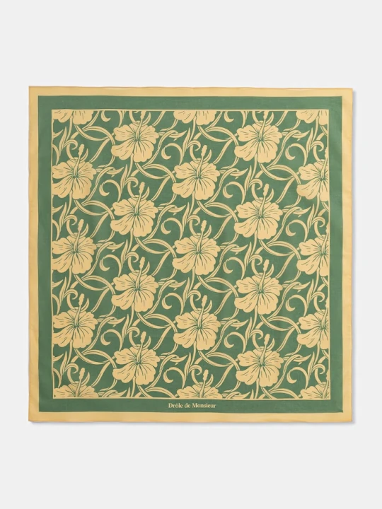 Zdjęcie produktu Drôle de Monsieur apaszka męska bawełniana Monogramme Hibiscus Drole de Monsieur zielony