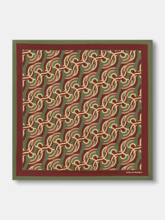 Zdjęcie produktu Drôle de Monsieur apaszka męska jedwabna Chain Link Monogram Drole de Monsieur zielony