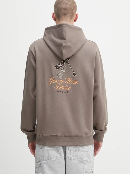 Zdjęcie produktu Drôle de Monsieur bluza bawełniana Le Hoodie Grand HUtel Drole de Monsieur brązowy