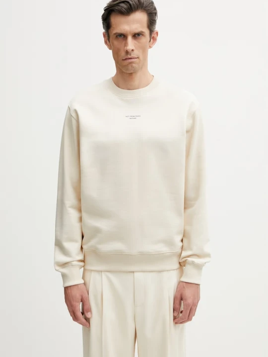 Zdjęcie produktu Drôle de Monsieur bluza męska bawełniana Le Sweatshirt Slogan Classique Drole de Monsieur beżowy