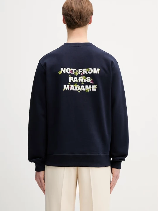 Zdjęcie produktu Drôle de Monsieur bluza męska bawełniana Vine Embroidered Slogan Drole de Monsieur granatowy