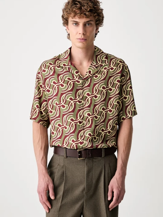 Zdjęcie produktu Drôle de Monsieur Chain Link Monogram koszula męska z wiskozy Drole de Monsieur