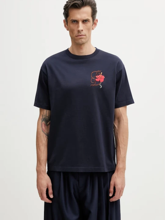 Zdjęcie produktu Drôle de Monsieur D Hibiscus Broddée t-shirt męski bawełniany Drole de Monsieur