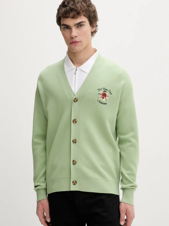 Zdjęcie produktu Drôle de Monsieur męski z wełny merino Slogan Rose Drole de Monsieur zielony