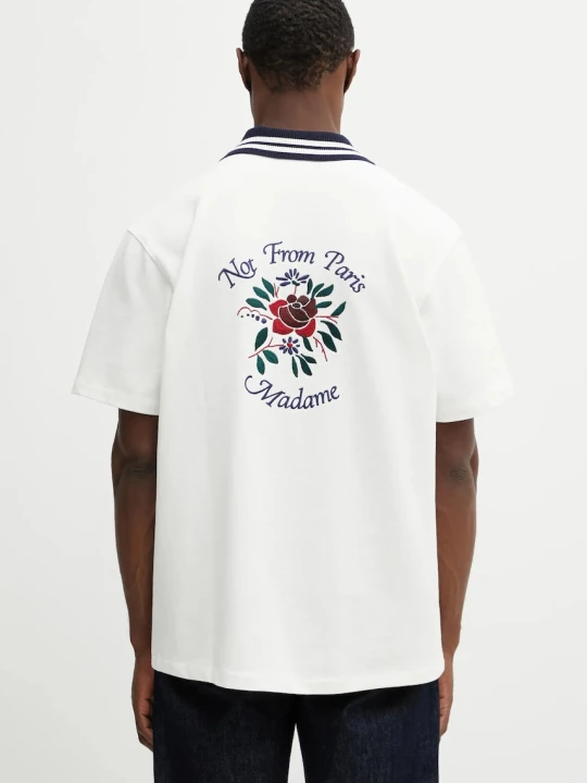 Zdjęcie produktu Drôle de Monsieur Chemise Piquée Slogan Rose koszula bawełniana męska Drole de Monsieur