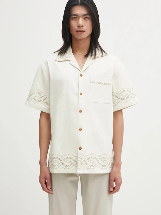 Zdjęcie produktu Drôle de Monsieur koszula bawełniana La Chemise BrodEe Tresses Drole de Monsieur beżowy