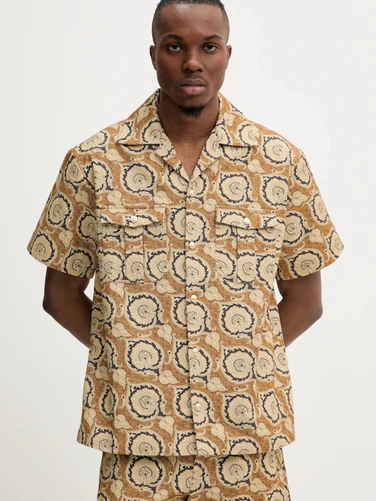 Zdjęcie produktu Drôle de Monsieur koszula męska bawełniana La Chemise Paisley Drole de Monsieur brązowy