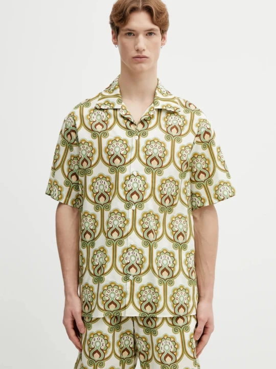 Zdjęcie produktu Drôle de Monsieur koszula z dodatkiem lnu Chemise Lin Tapisserie Florale Drole de Monsieur
