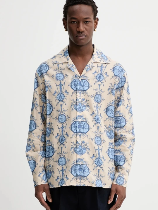 Zdjęcie produktu Drôle de Monsieur koszula z dodatkiem lnu La Chemise Patineur Drole de Monsieur beżowy