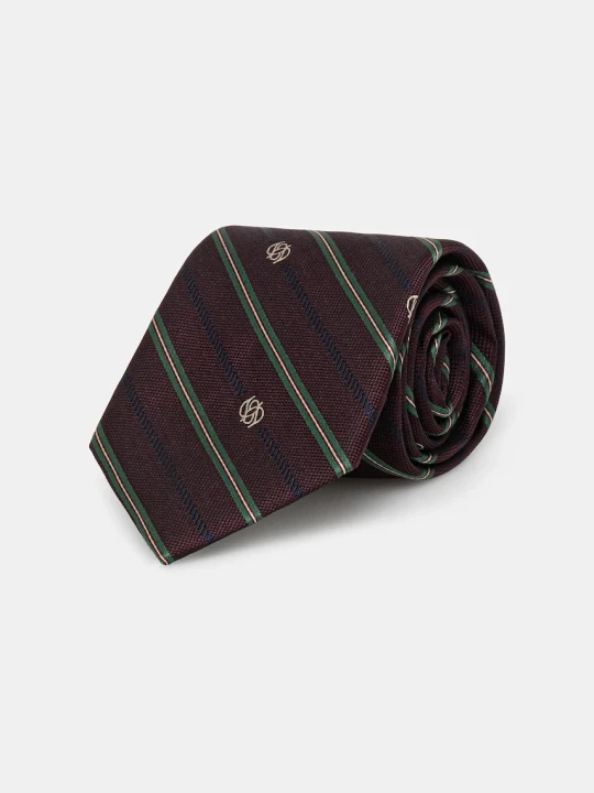 Zdjęcie produktu Drôle de Monsieur krawat jedwabny La Cravate Rayure Monogramme Drole de Monsieur