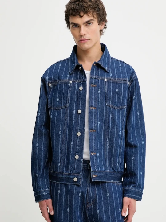 Zdjęcie produktu Drôle de Monsieur kurtka jeansowa męska La veste Denim Monogramme Drole de Monsieur niebieski