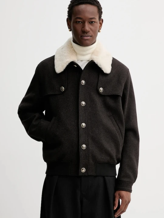 Zdjęcie produktu Drôle de Monsieur kurtka z dodatkiem wełny Le Blouson Laine Drole de Monsieur brązowy