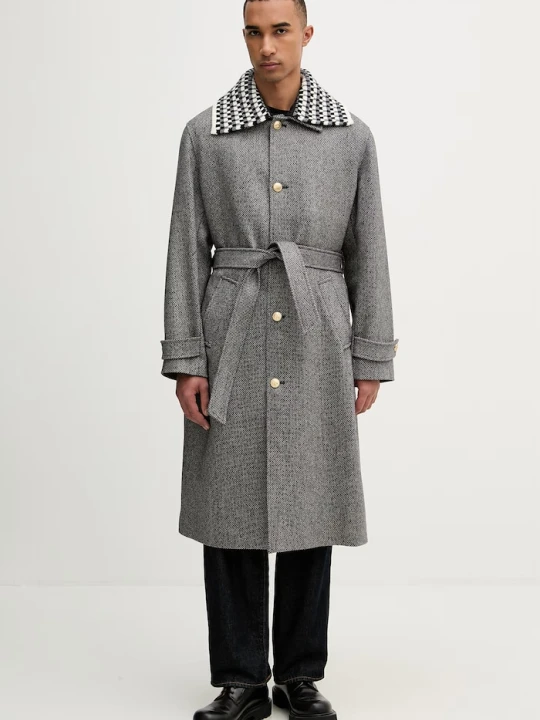 Zdjęcie produktu Drôle de Monsieur płaszcz wełniany Le Manteau Tweed Drole de Monsieur szary