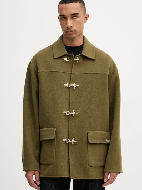 Zdjęcie produktu Drôle de Monsieur płaszcz z dodatkiem wełny La Veste Caban Drole de Monsieur zielony
