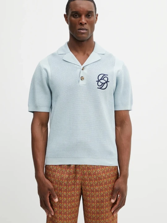 Zdjęcie produktu Drôle de Monsieur polo bawełniane Polo Maille Monogramme Drole de Monsieur niebieski