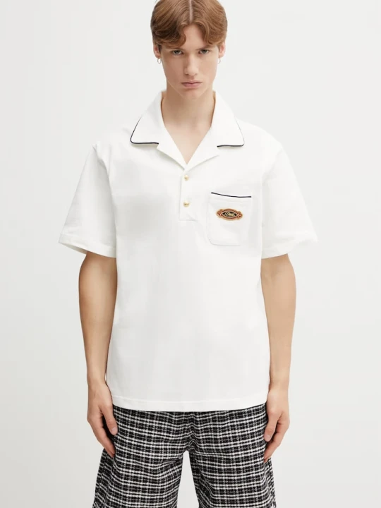 Zdjęcie produktu Drôle de Monsieur polo męskie bawełniane Patch Drole de Monsieur beżowy