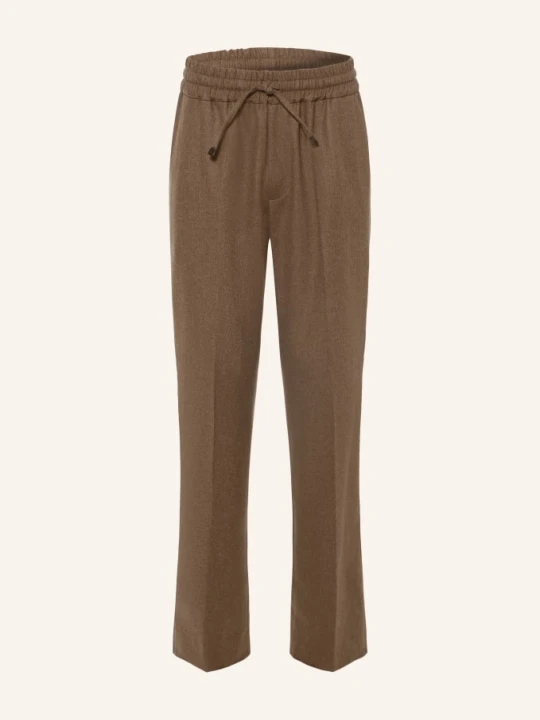 Zdjęcie produktu Drôle De Monsieur Spodnie Flanelowe W Stylu Joggingowym, O Kroju Regular Fit braun Drole de Monsieur JASNOBRĄZOWY
