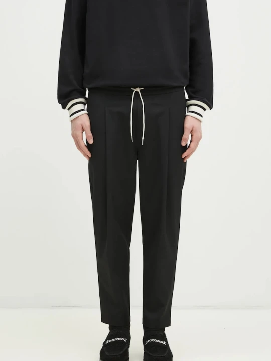 Zdjęcie produktu Drôle de Monsieur spodnie z domieszką wełny Le Pantalon Cropped Drole de Monsieur czarny