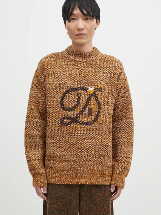 Zdjęcie produktu Drôle de Monsieur sweter wełniany La Maille D tressE Drole de Monsieur brązowy