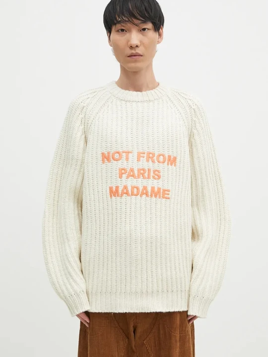Zdjęcie produktu Drôle de Monsieur sweter wełniany La Maille TressEe Slogan Drole de Monsieur