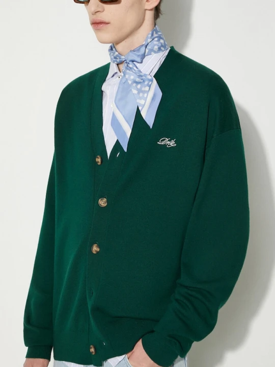 Zdjęcie produktu Drôle de Monsieur kardigan męski wełniany Le Cardigan Drôle Drole de Monsieur zielony