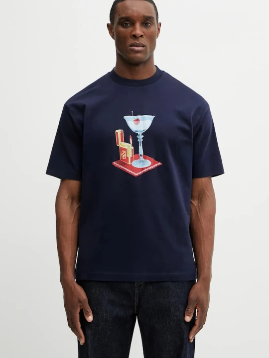 Zdjęcie produktu Drôle de Monsieur t-shirt bawełniany Cocktail Drole de Monsieur granatowy