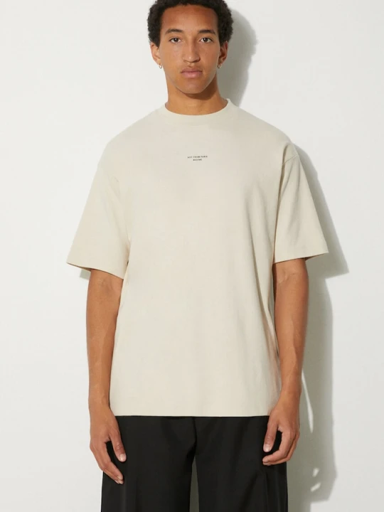 Zdjęcie produktu Drôle de Monsieur t-shirt bawełniany Slogan Classique Drole de Monsieur beżowy