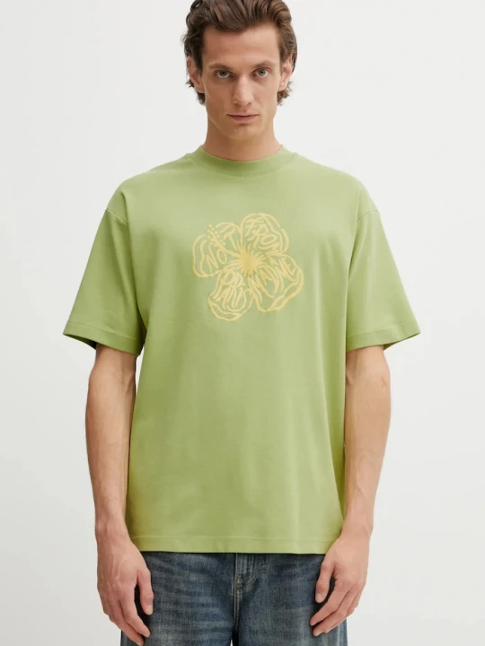 Zdjęcie produktu Drôle de Monsieur t-shirt bawełniany Slogan Hibiscus Drole de Monsieur zielony