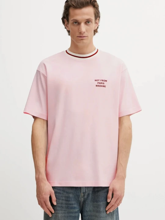 Zdjęcie produktu Drôle de Monsieur t-shirt bawełniany Slogan Sport Drole de Monsieur różowy