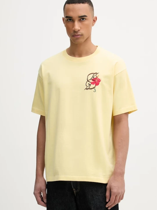 Zdjęcie produktu Drôle de Monsieur t-shirt męski bawełniany D Hibiscus Broddée Drole de Monsieur żółty