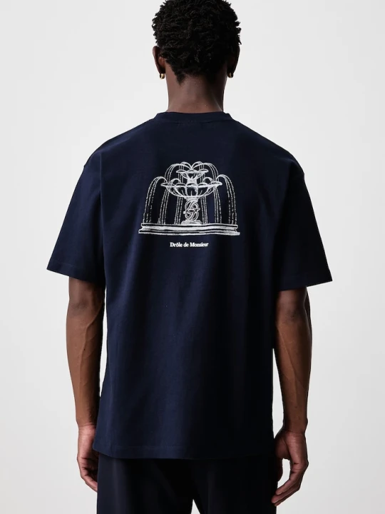 Zdjęcie produktu Drôle de Monsieur T-shirt męski bawełniany Fountain Drole de Monsieur granatowy