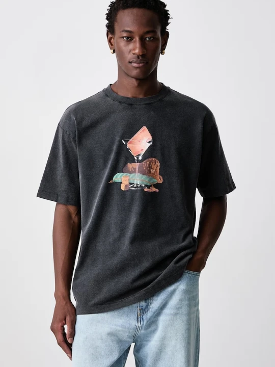 Zdjęcie produktu Drôle de Monsieur T-shirt męski bawełniany Glass Lion Drole de Monsieur czarny