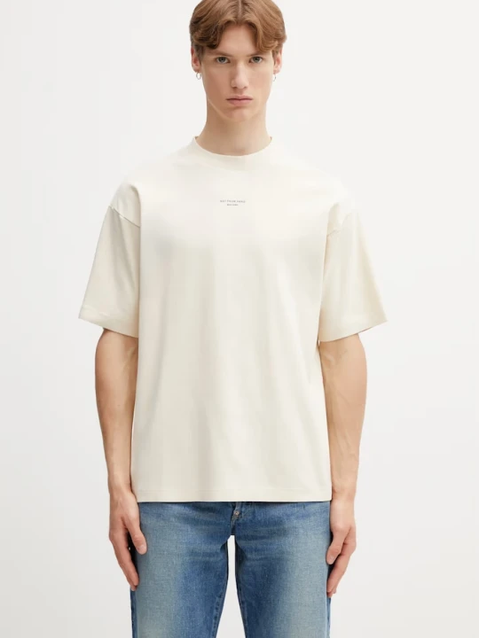 Zdjęcie produktu Drôle de Monsieur t-shirt męski bawełniany Le T-shirt Slogan Classique Drole de Monsieur beżowy
