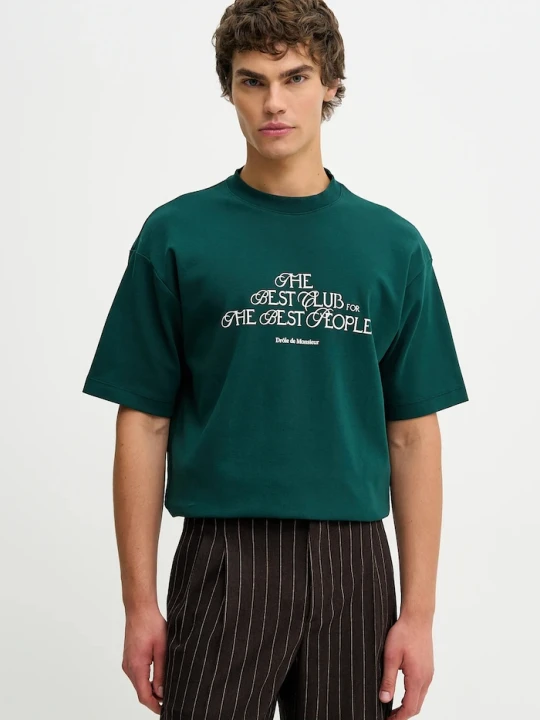 Zdjęcie produktu Drôle de Monsieur t-shirt męski bawełniany Le T-shirt "The Best Club" Drole de Monsieur zielony