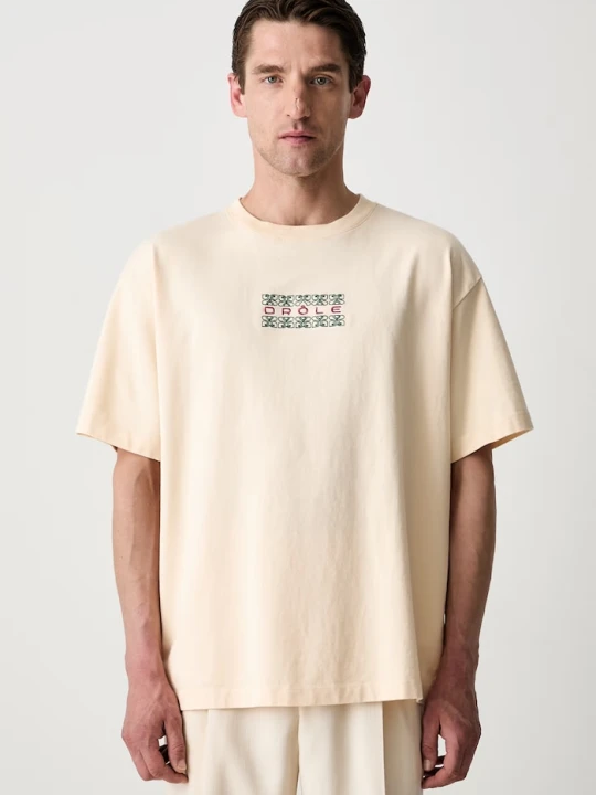 Zdjęcie produktu Drôle de Monsieur T-shirt męski bawełniany Ornements Drole de Monsieur beżowy