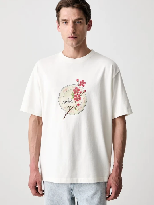 Zdjęcie produktu Drôle de Monsieur T-shirt męski bawełniany Porcelaine Drole de Monsieur beżowy