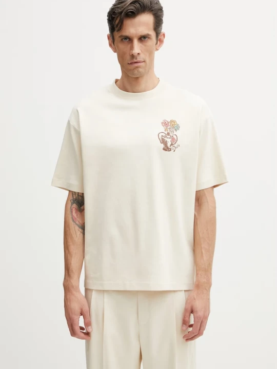 Zdjęcie produktu Drôle de Monsieur T-shirt męski bawełniany Vase Havana Drole de Monsieur beżowy