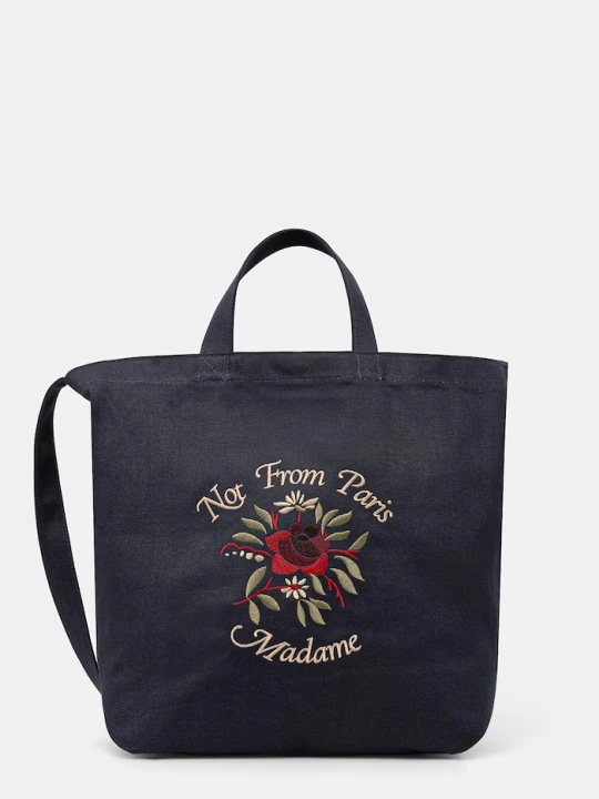 Zdjęcie produktu Drôle de Monsieur torba bawełniana Sac Tote Slogan Rose Drole de Monsieur granatowy