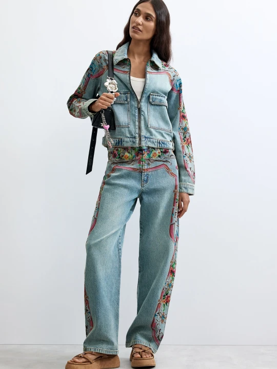 Zdjęcie produktu drukowane jeansy Desigual niebieski