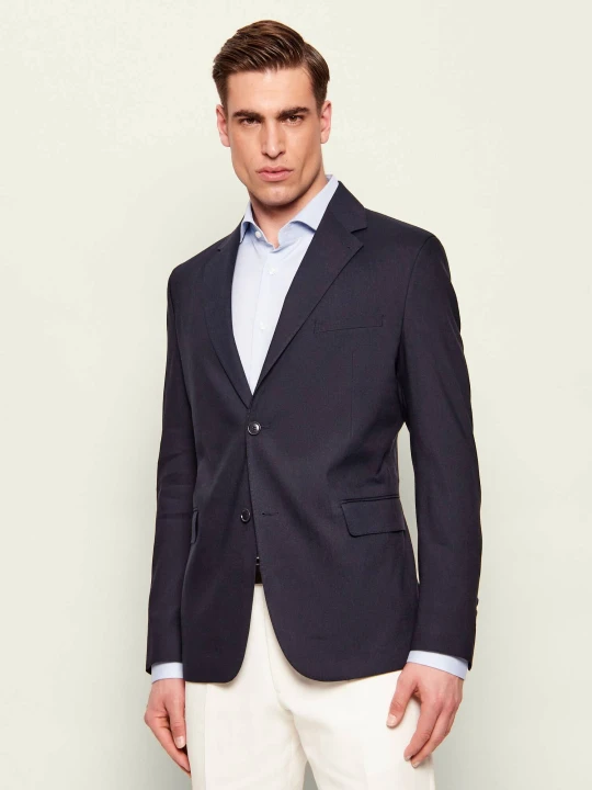 Zdjęcie produktu Drykorn Lniana marynarka YAMES | Slim Fit granatowy