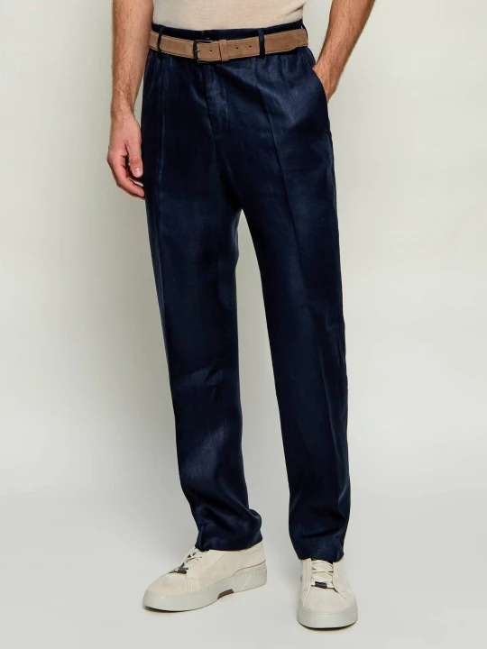 Zdjęcie produktu Drykorn Lniane spodnie chino GARONA_B | Relaxed fit granatowy
