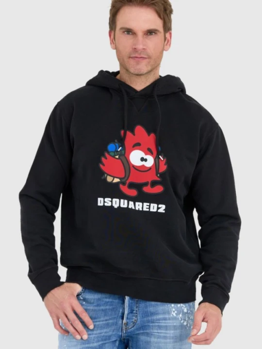 Zdjęcie produktu DSQUARED2 Czarna bluza męska leaf buddy z kapturem, Rozmiar XXL