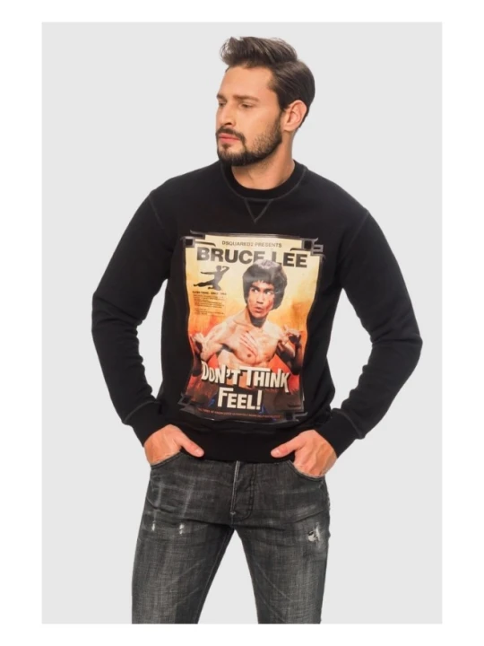 Zdjęcie produktu DSQUARED2 Czarna bluza męska z brucem lee, Rozmiar S