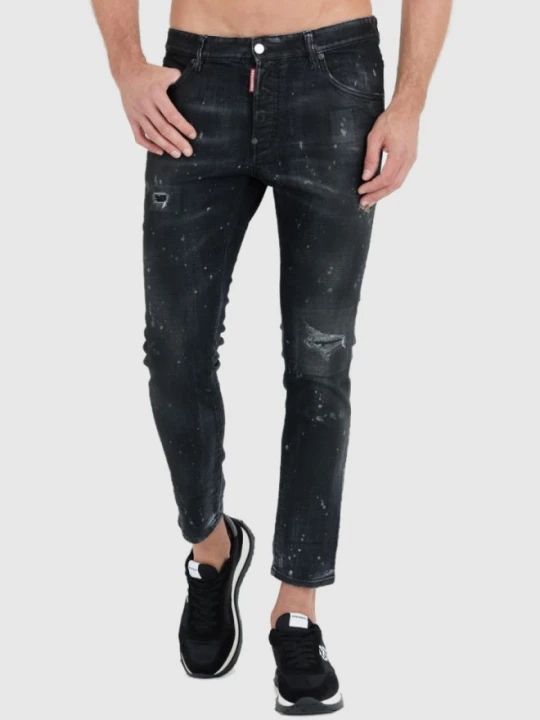 Zdjęcie produktu DSQUARED2 Czarne męskie jeansy black ring studs wash skater jeans, Rozmiar 52
